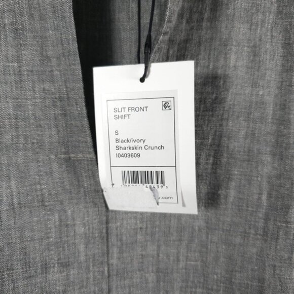 NWT Theory LINEN Blend SLIT FRONT SHIFT Sharkskin Crunch Mini Dress MEDIUM - Picture 15 of 15